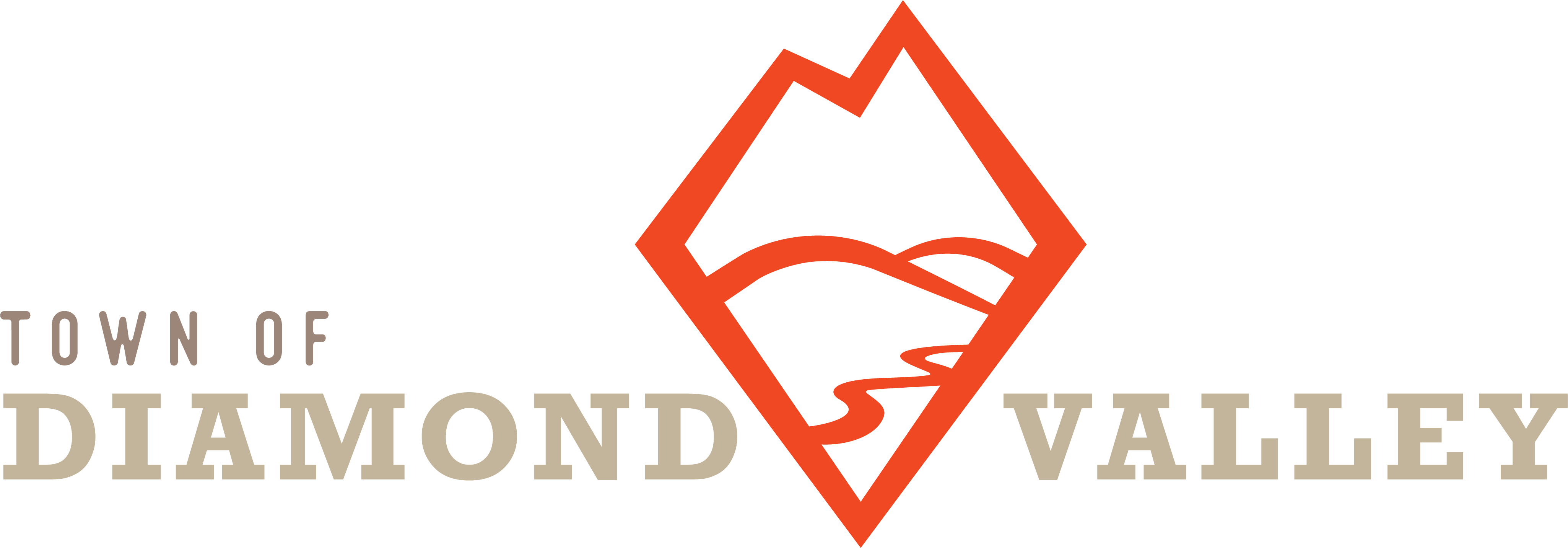 Diamond Valley logo - wide - Light Text and Orange CMYK transparent 600dpi
