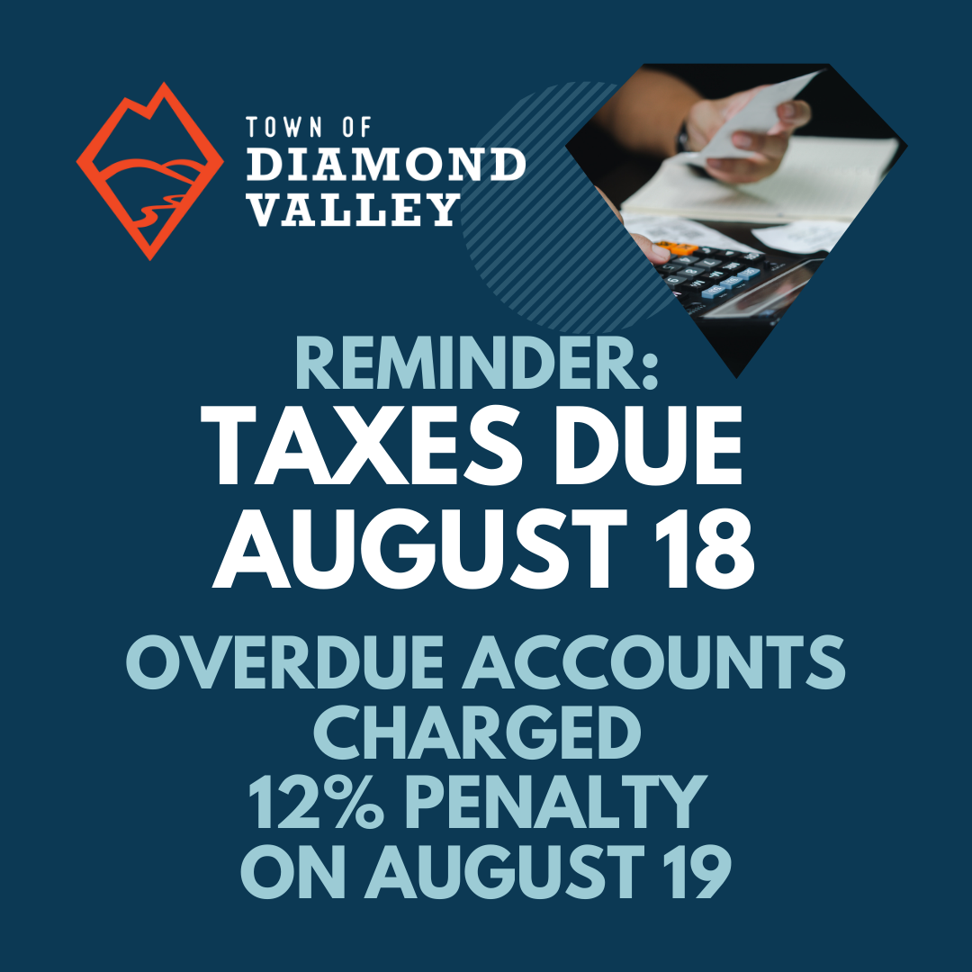 Reminder Taxes Due - Unpaid Taxes Charged 12 Penalty August 19 (1080 x 1080 px)