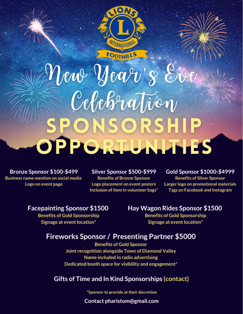 Lions Club New Years Eve Sponsorship Opportunities